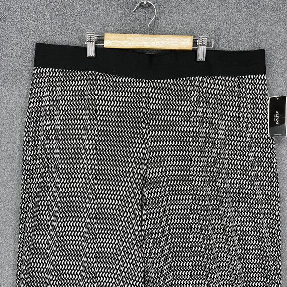 Alfani Pants Womens 2X Plus Black White Chain Print Wide Leg Pull On Made in USA - Picture 2 of 16